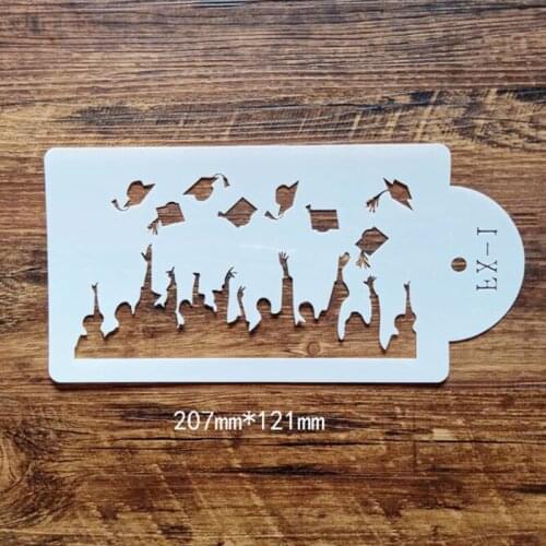 Plastic Cake Printing Student Graduation Stencil Graduation Ceremony Pattern Cake Decoration Printing Tool Powdered Sugar Sieve