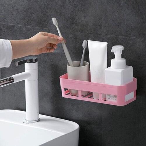 Shelf Organizer Wall Mounted Nailless Shower Corner Bathroom Kitchen Storage Holder Rack B1