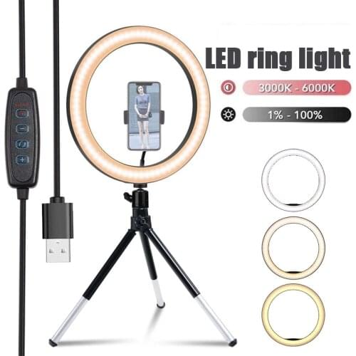 Portable LED Selfie Ring light Adjustable Photography Fill Lighting With 20cm Tripod Phone Stand For YouTube Tik Tok Video Live