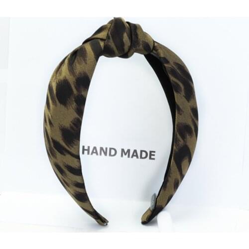 Korean New Leopard Patchwork Headband Women Fashion Hair Accessories Wholesale Wide Cloth Hairband Top Knot Boutique Head Wear