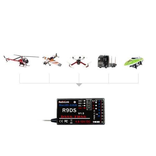 Radiolink R9DS RC Receiver 9 Channels Flight Information Transmission SBUS/PWM/PPM Signal Compatible with AT9 AT9S AT10II AT10