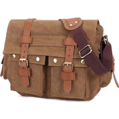 14inch Travel Satchel Business Mens Messenger Bag Vintage Canvas Military Shoulder Laptop Bags for men Male Laptop Briefcases