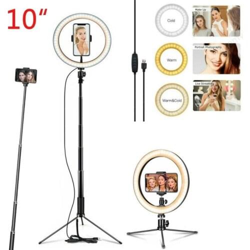 10" LED Ring Light Selfie Ring Light+Tripod Stand Phone Holder For Live Makeup Live broadcast USB interface FREE SHIP