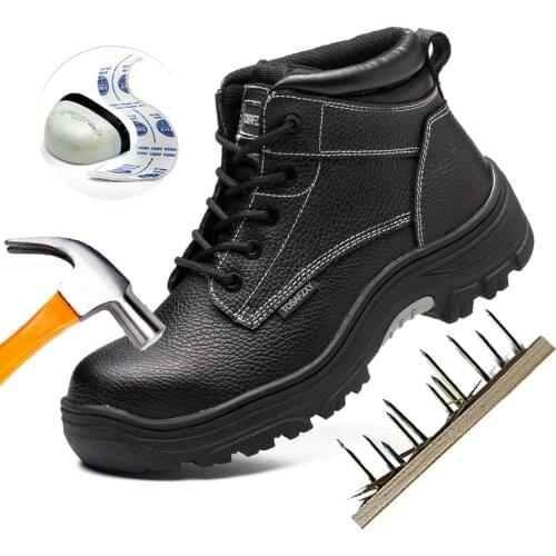 TOSAFZXY Work Boots Indestructible Composite-Toe Waterproof Leather Work Boots Safety Shoes for Men