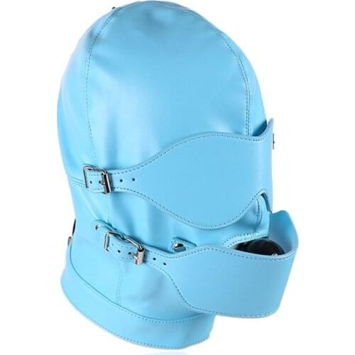 Adult Products SM Leather Padded Hood Blindfold Head Harness Mask Gag BDSM Bondage Sex Toys for Couples Exotic Accessories