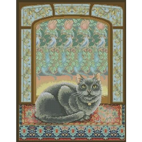 Gold Collection Counted Cross Stitch Kit Cat in Window Kitty Kitten dim 35226