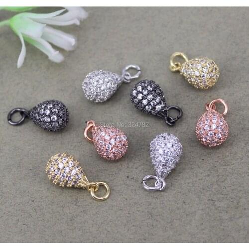 10pcs Copper Micro Pave CZ Drop shape Charms For Jewelry Making