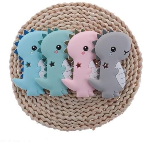 10pcs Silicone Dinosaur Baby Teether Stegosaurus BPA Free Newborn Sensory Teething Pendant Necklace Handmade Gift Accessories