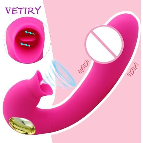 VETIRY 10 Speed Dildo Vibrator Tongue Licking Vibrator for Women Oral Sex Clitoris Vagina Stimulator G Spot Massage Sex Toys