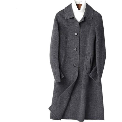 100% Wool Coat Autumn Winter Jacket Men Handmade Double-sided Woolen Coats Streetwear Long Jacket P-S8183Z MY1407