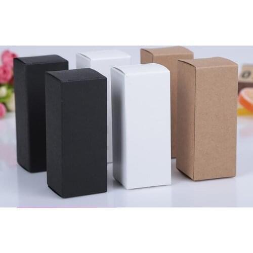100pcs 5ml/10ml/15ml/20ml/30ml/50ml Blank White Black Kraft Paper Box for Essence Oil bottle Cosmetics Party Gift Box Valve Tube