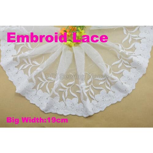 19cm width Cotton embroid lace sewing ribbon guipure trim or fabric warp knitting DIY Garment Accessories free shipping#3354