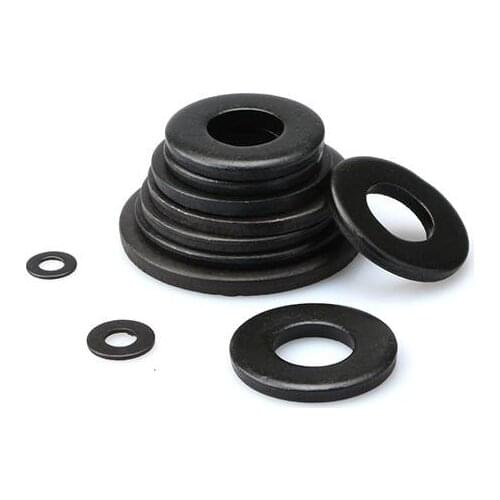 200PCS/Lot M3 M4 M5 M6 M8 M10 M12GB97 DIN125 Black Grade 8.8 Carbon Steel Flat Washer Plain Gasket Pad Ring