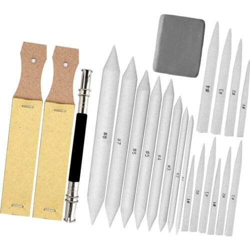 23 Pcs Stumps and Tortillions Set Sandpaper Pencil Sharpener Pointer Pencil Extension Tool and Eraser for Student Sketch Drawing