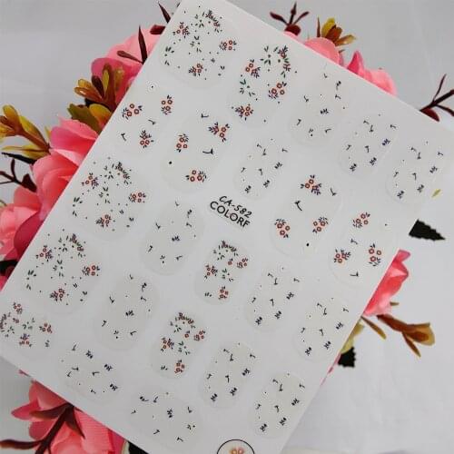 3D Nail sticker Art Peel Off Sliders White Red Floret Flowers Nail Decoraciones Foil adhesive Design Manicure Accessories