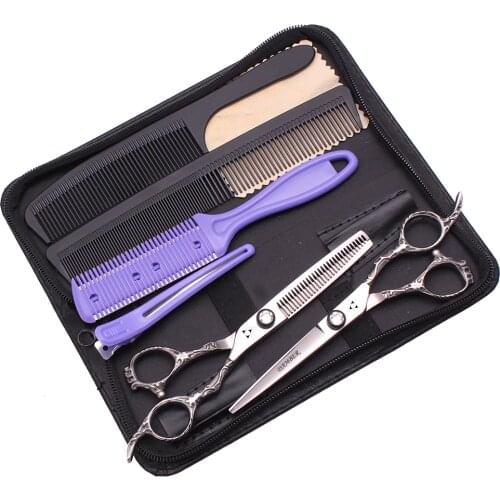 5.5 6.0 Professional Barber Scissors 440C Hairdressing Scissors Hair Thinning Shears Salon Hair Cutting Scissors Set 9008# K-A