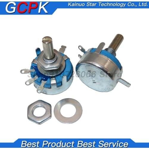 5PCS WH5-1A Carbon Potentiometer 470R 1K 2K 1K5 10K 22K 47K 4K7 100K 220K 3-Terminals Round Shaft Rotary Taper WH5