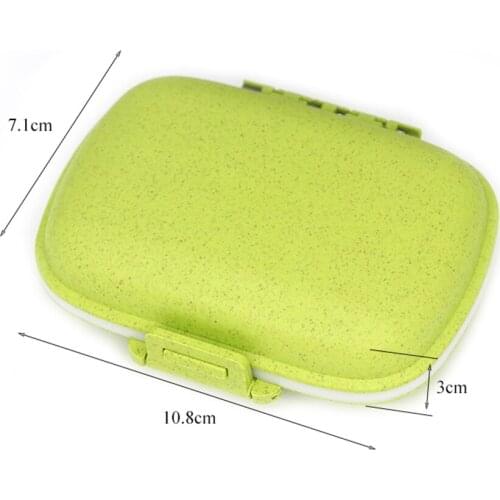 8 Grids Pill Container Travel Tablets Box Medicines Organizer With Seal Ring for Tablets Wheat Straw Container