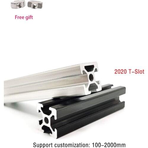 2pcs Black Silver100-1200mm 2020 T-slot Aluminum Extrusions Aluminum Profiles Frame Linear Rail for CNC Laser Engraving Machine