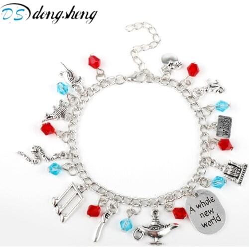 Aladdin Charm Bracelets & Bangles Letter A Whole New World Animals Dream Life Wish Dog Tag Crystal Romantic Bird Bracelet-20