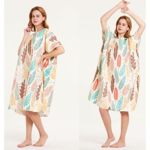 85*110CM Printed Quick-drying Hooded Cloak Bathrobe Outdoor Beach Surfing Diving Swimming Changing Clothes Hooded Bathrobe