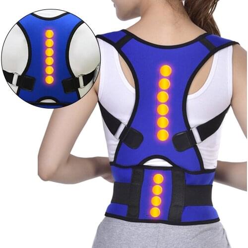 Black White Magnetic Adjustable Back Shoulder Waist Lumbar Support Belt Posture Corrector Brace Stop Slouching Back Trainer Belt