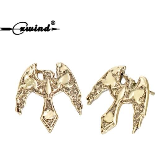 Cxwind Norse Vikings Odins Raven Earring Jewelry Unisex Bronze Phoenix Stud Earring Animal Bird Stud Earrings For Men