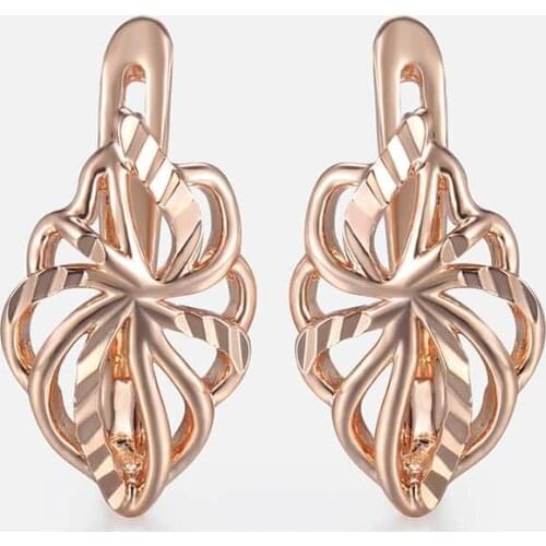 Davieslee Elegant Earrings For Women Flower Shaped 585 Rose Gold Filled Fashion Jewelry New Arrival Wedding Party Gifts DGE164