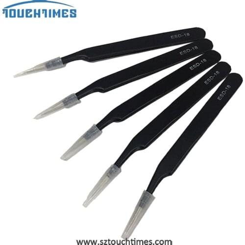 ESD-18 Anti-Static Hand Tools Precision Tweezers Electronics IC Chips Removal ESD Soldering for iPhone Motherboard Repair
