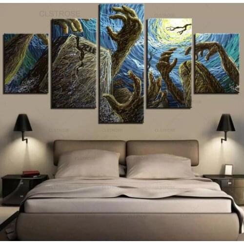 Halloween Horror Abstract Hand Home Decoration Wall Painting Night Demon Printing Canvas 5Pcs Hd Frameless Customized Poster