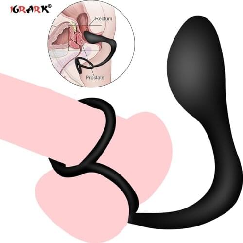 Sex Products Male Silcone Prostate Massager with Cock Ring Delay Ejaculation Male Masturbator Anal Butt Plug Sex Toys for Man