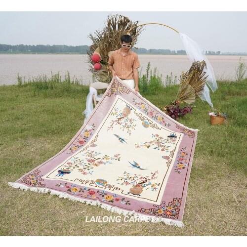 6'x9' Pink Hand knotted Carpet Art Deco Cute Handmade Chinese Rug (TJ2018015A)