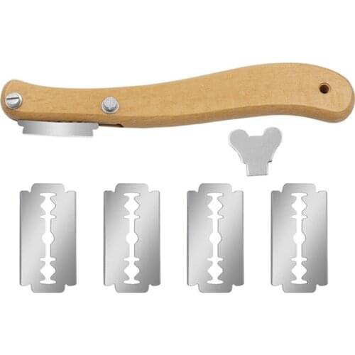 Stainless Steel + Beech Bread Lame Cutter Slashing Tool for Bakers Lame Bread Tool Dough Scoring Knife for Bread Cake