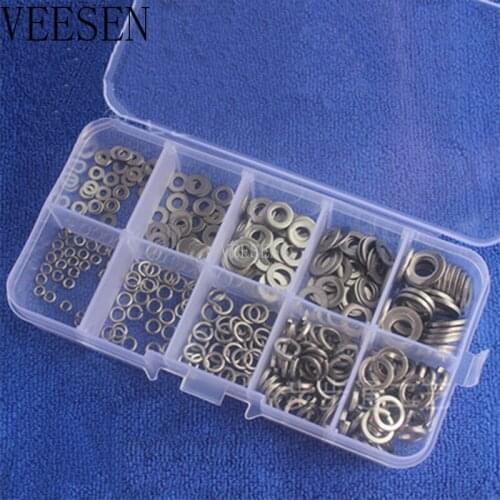 300pcs M2 M3 M4 M5 M6 Stainless Steel Metric Flat Wahser and Spring Split Washer Assortment Kits