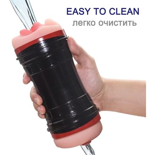 Male Masturbator Cup Realistic Vagina Silicone Artificial Soft Tight Pussy Oral Mouth Adult Sex Toy For Men Blowjob Erotic