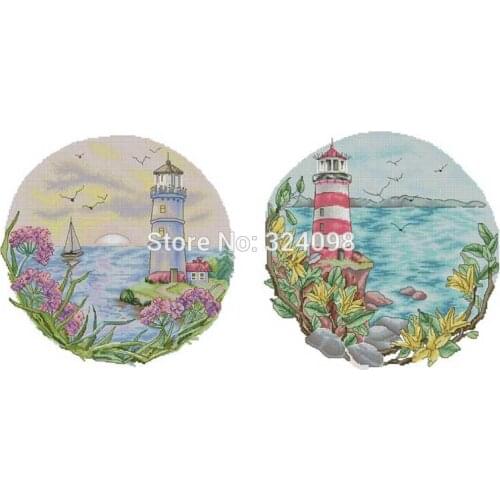Seaside lighthouse patterns Counted Cross Stitch 11CT 14CT 18CT DIY Chinese Cross Stitch Kits Embroidery Needlework Sets