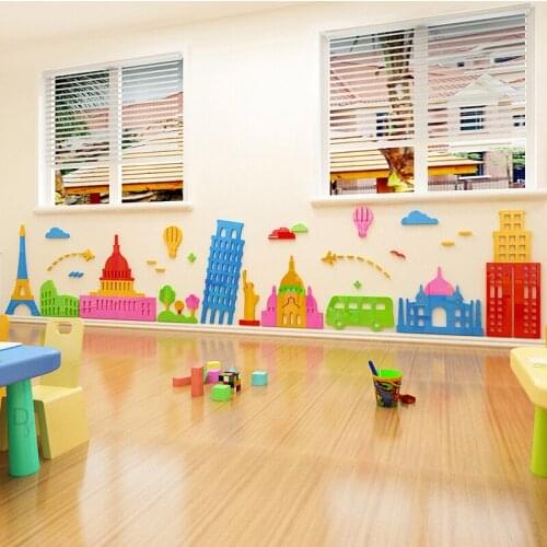 Creative cartoon waist line childrens room wall baseboard classroom decoration background wall wall 3d stereo wall stickers