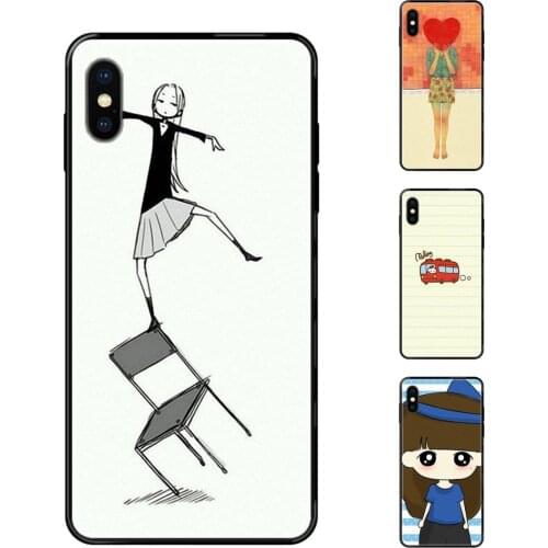 Features Creative Cartoon Illustration For Galaxy Note 4 8 9 10 20 Plus Pro J6 J600 J7 J730 J8 J810 M30s M80s 2017 2018 Black