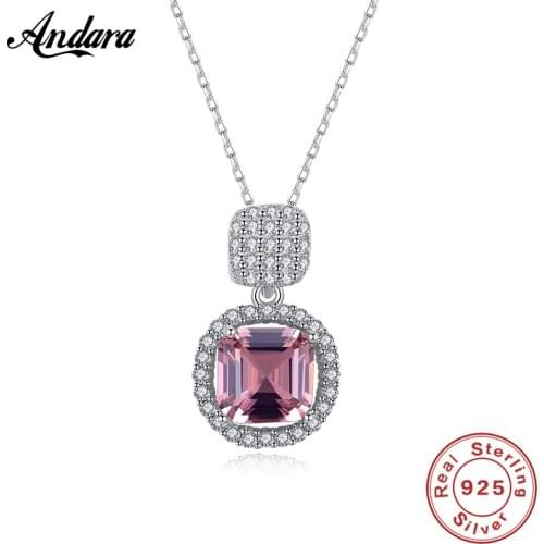 New Fashion S925 Sterling Silver Jewelry Necklace Classic Purple Stone Gem Pendant Necklaces For Woman Engagement Gift