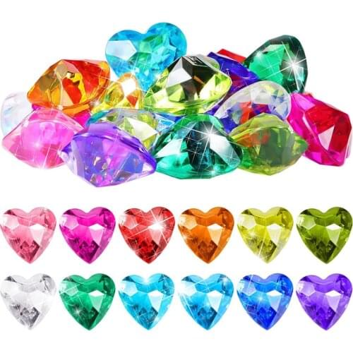 Treasure Hunt Big Size Love Heart Shaped Acrylic Gemstones 40MM Pirate Party Favors For Kids Birthday Boys Girls Jouet Enfant