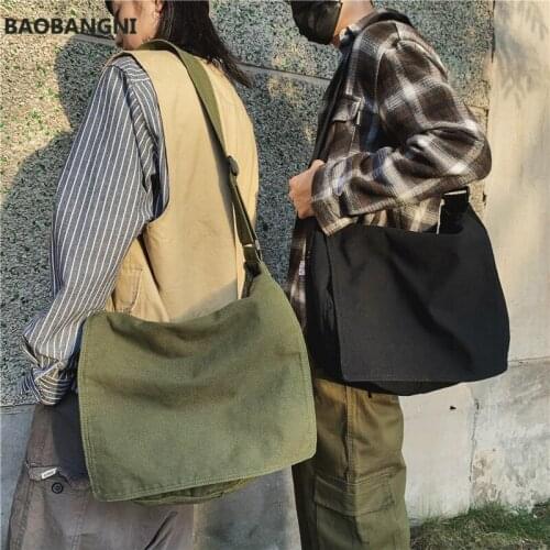 Teenager Canvas Fabric Soft Slouch Handbag Female Male Student School Book Large Size Reusable Ecology Cotton Messenger Bag