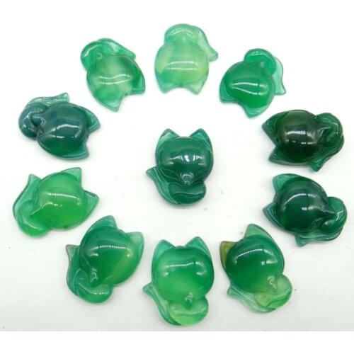 Natural stone Turquoises Quartz crystal Chalcedony agates fox charm pendant for diy jewelry Making necklace Accessories1pcs