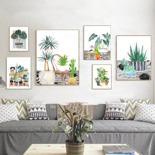 Nordic Poster Plant Succulent Cactus Posters and Prints Green Leaf Wall Art Canvas Painting Wall Pictures Modern Home Decor
