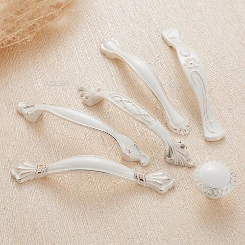 Cabinet Drawer Handle Zinc Alloy Ivory White European Fashion Semicircle Furniture Wardrobe Hardwares Kitchen Cupboard Pull