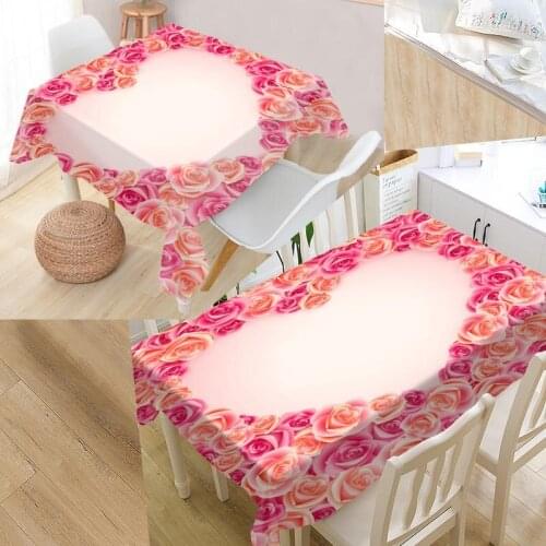 Custom Heart shaped flower Modern Dustproof Tablecloth High Quality Print Tablecloth Everything for Home and Kitchen
