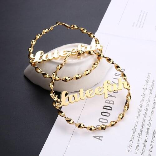 Spices Stainless steel 84mm Custom Name Earrings Personalized Fashion Charming Earrings Name Earrings Style Custom Earrings