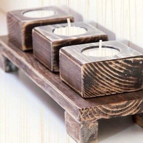 Ahchap Wood Bottom Unit Triple candle Holder candle and candlestick свеча и подсвечник vela y candelero