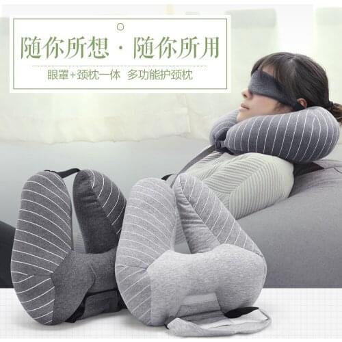 Neck Support U-shaped Pillow Foam Particle Filling Travel Mask And Pillow Airplane Pillow Cervical Pillow AT167