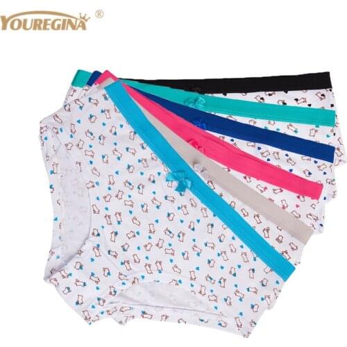Women Panties Underwear Breathable Cotton Print Sexy Boyshort Pants For Female Seamless Boxers 6 pcs/lot
