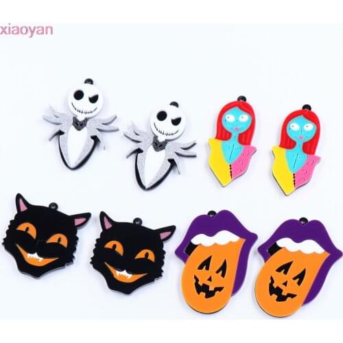 1pair/lot) Nightmare Before Christmas For Earrings Tongue Cat Acrylic Halloween Jewelry Accessories
